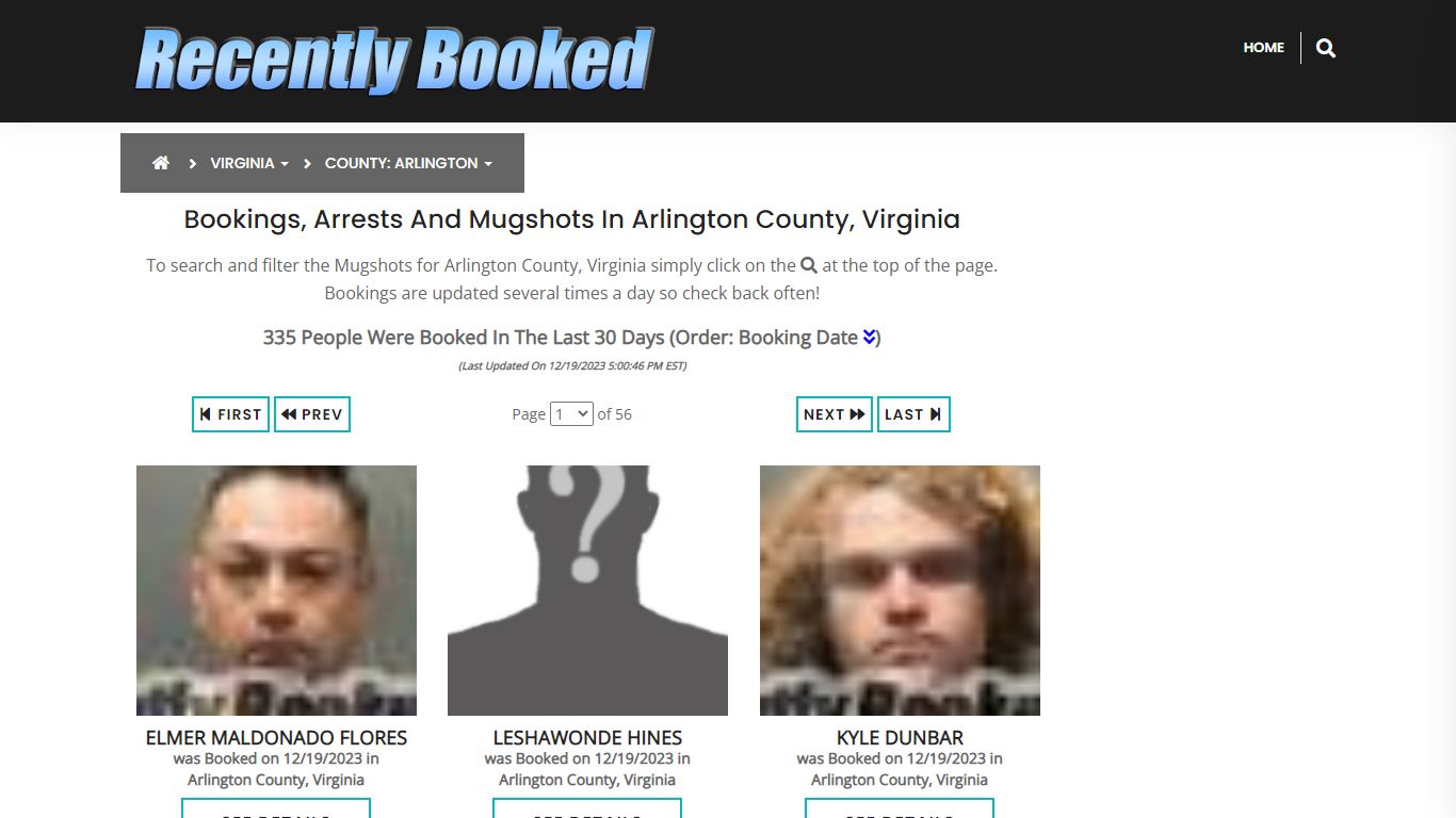 Bookings, Arrests and Mugshots in Arlington County, Virginia